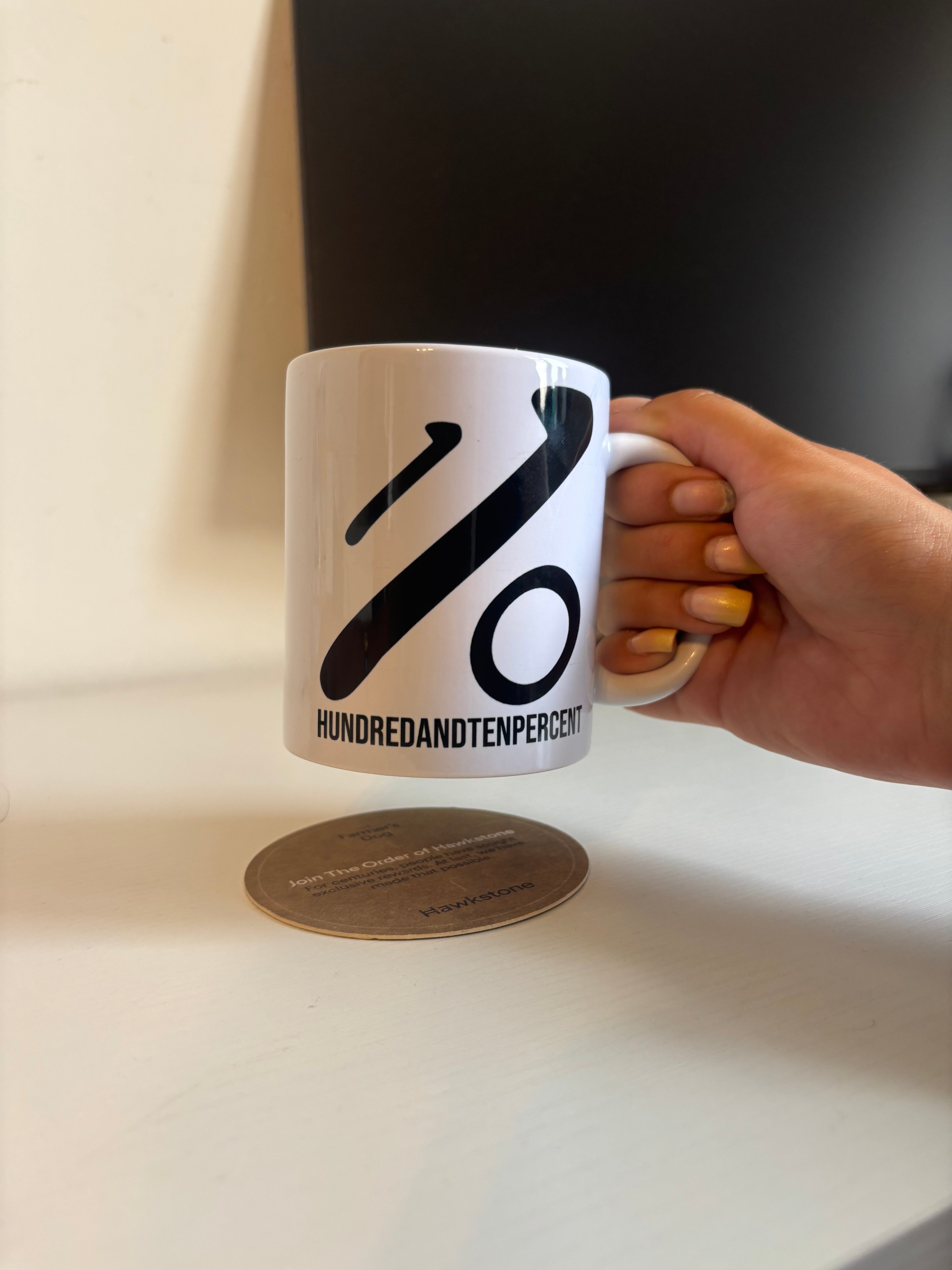HundredAndTenPercent Signature Logo Ceramic Mug – White | 330ml