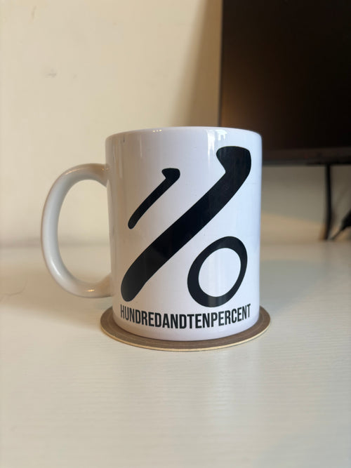 HundredAndTenPercent Signature Logo Ceramic Mug – White | 330ml